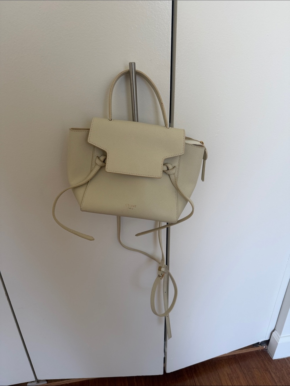 Celine Cream Leather Mini Satchel with Top Handles